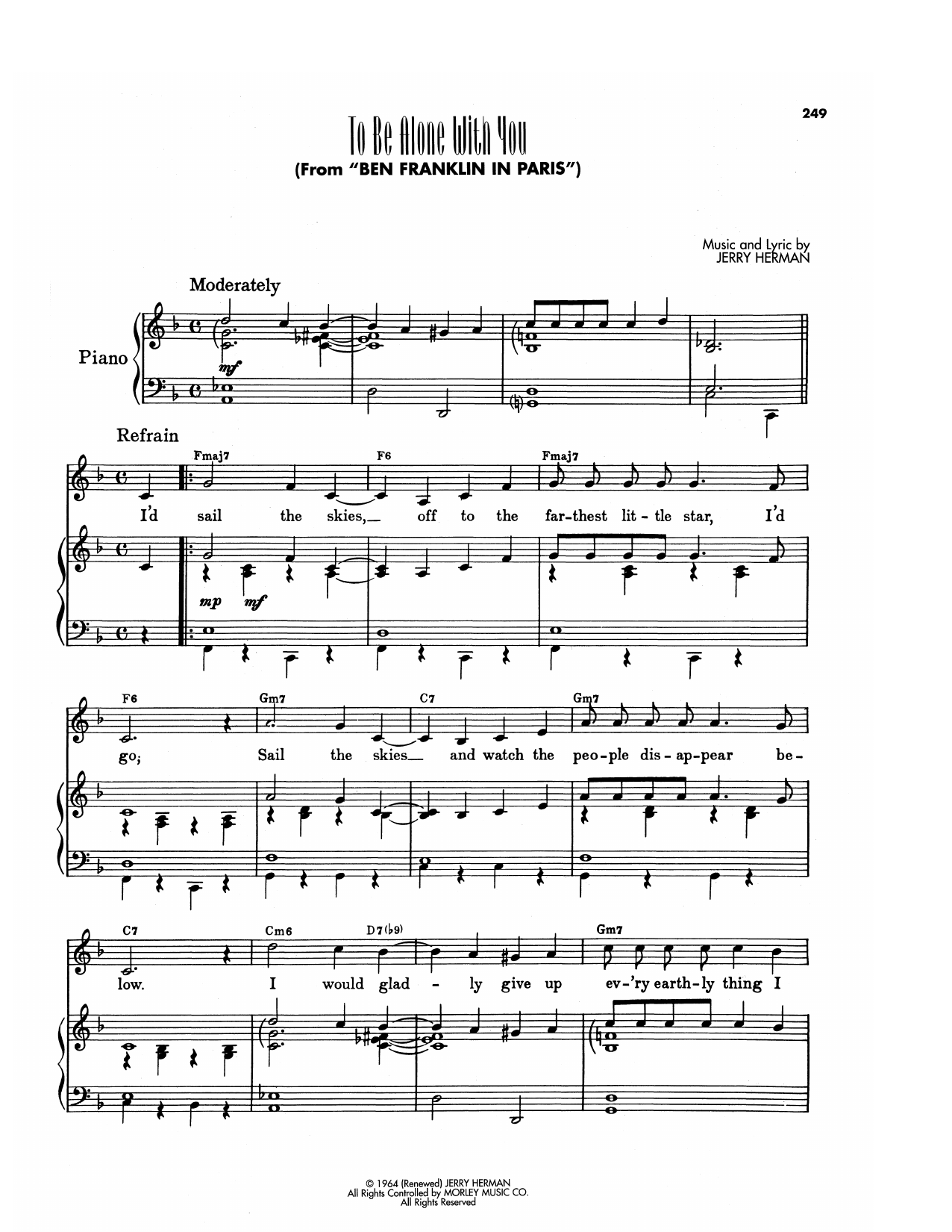 Jerry Herman To Be Alone With You (from Ben Franklin In Paris) Sheet Music Notes & Chords for Piano, Vocal & Guitar Chords (Right-Hand Melody) - Download or Print PDF