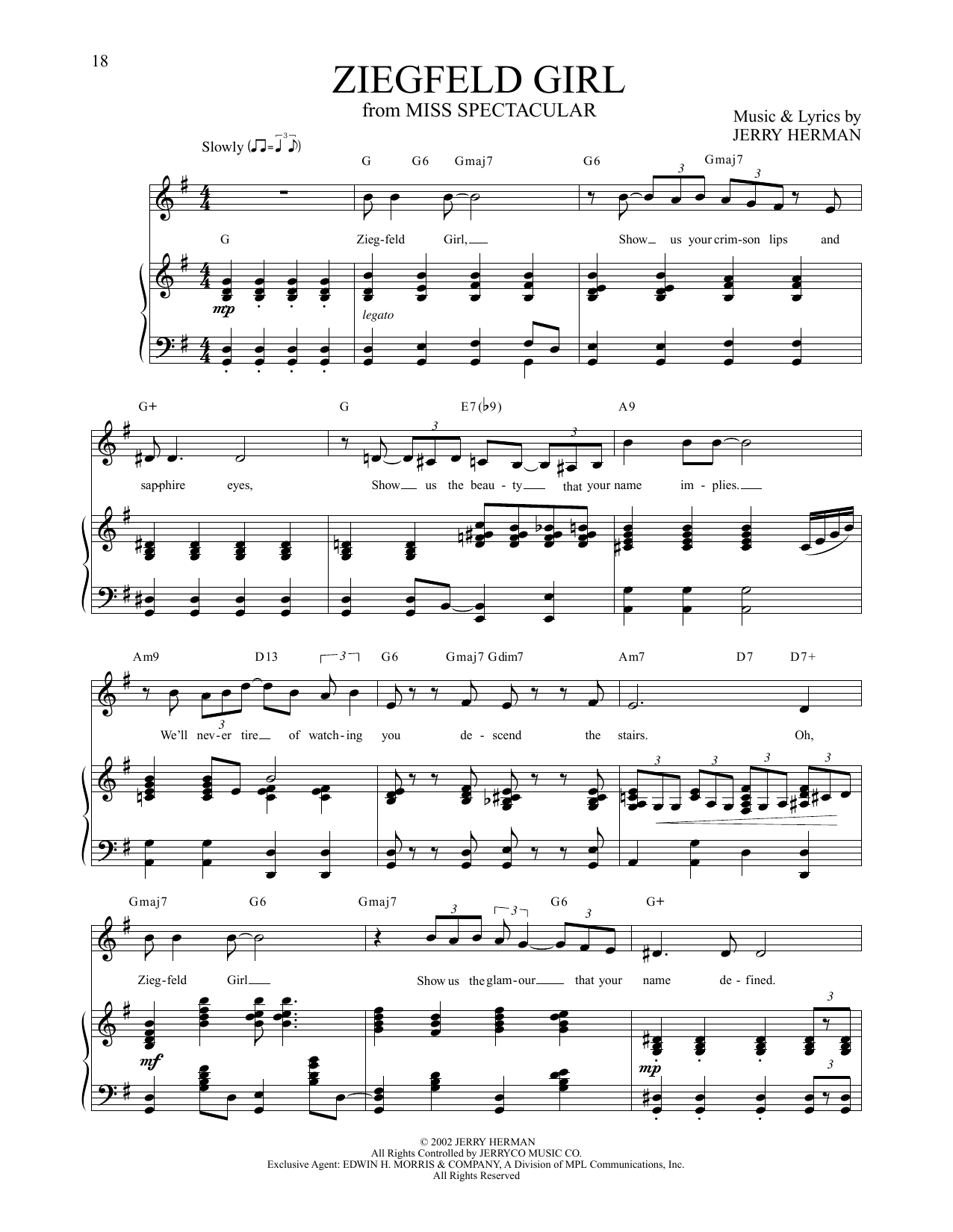 Jerry Herman Ziegfeld Girl (from Miss Spectacular) Sheet Music Notes & Chords for Piano & Vocal - Download or Print PDF