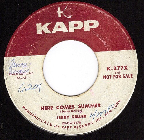 Jerry Keller, Here Comes Summer, Piano, Vocal & Guitar