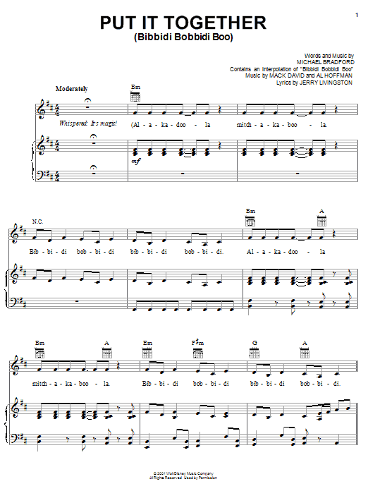 Jerry Livingston Put It Together (Bibbidi Bobbidi Boo) sheet music notes and chords. Download Printable PDF.