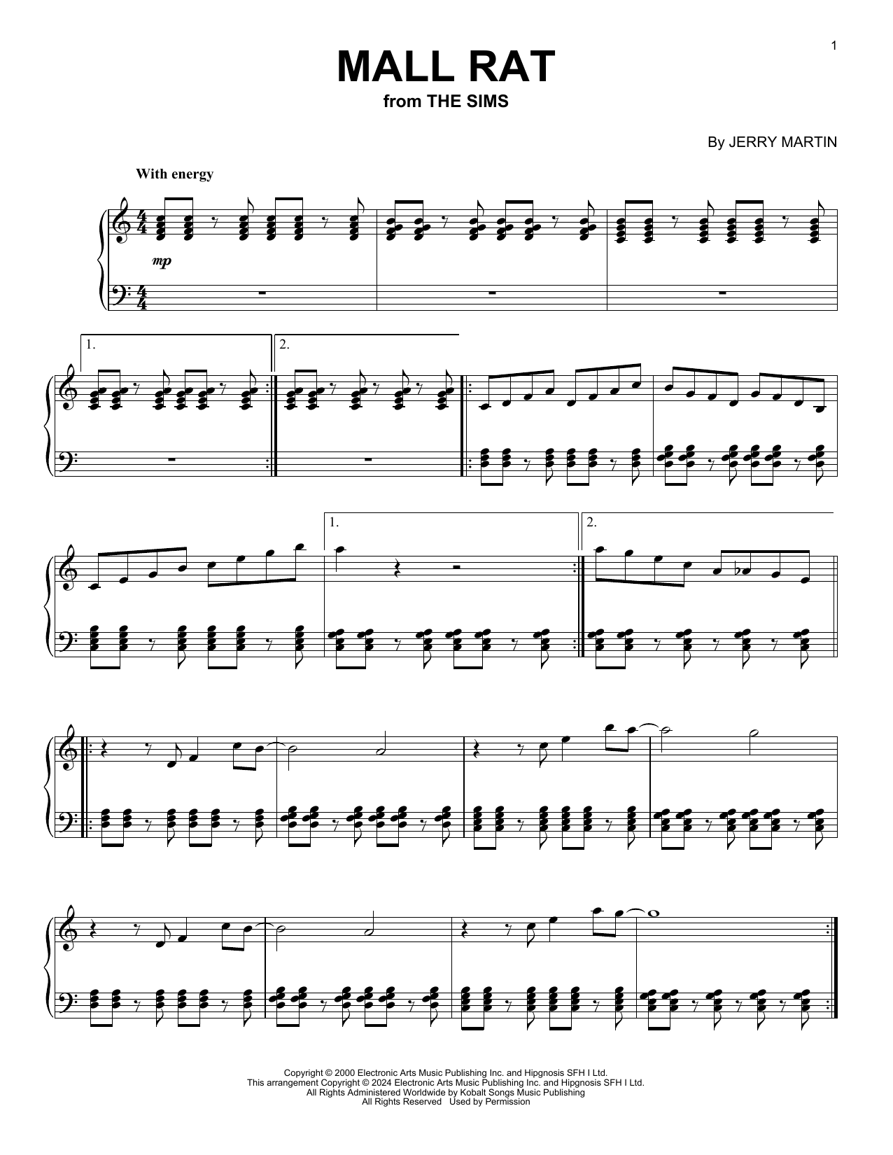 Jerry Martin Mall Rat (from The Sims) Sheet Music Notes & Chords for Piano Solo - Download or Print PDF