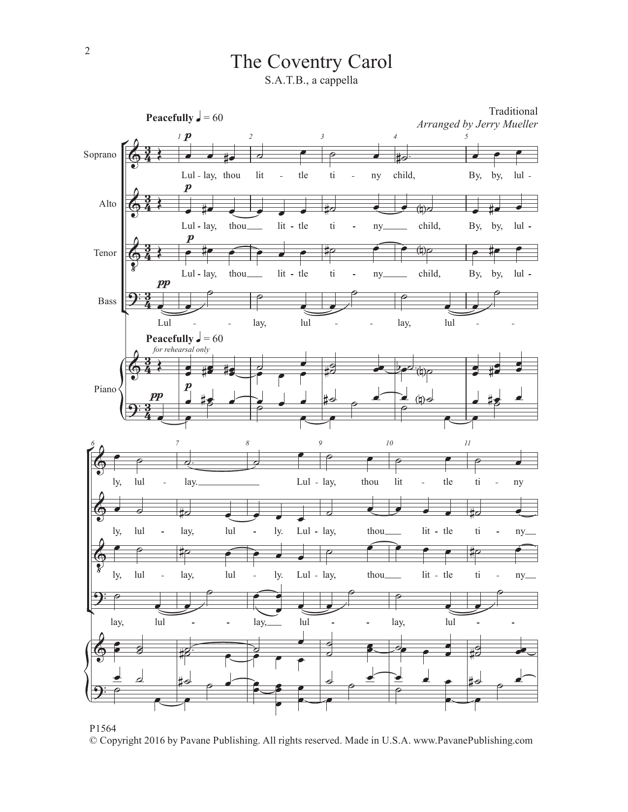 Jerry Mueller The Coventry Carol Sheet Music Notes & Chords for Choral - Download or Print PDF