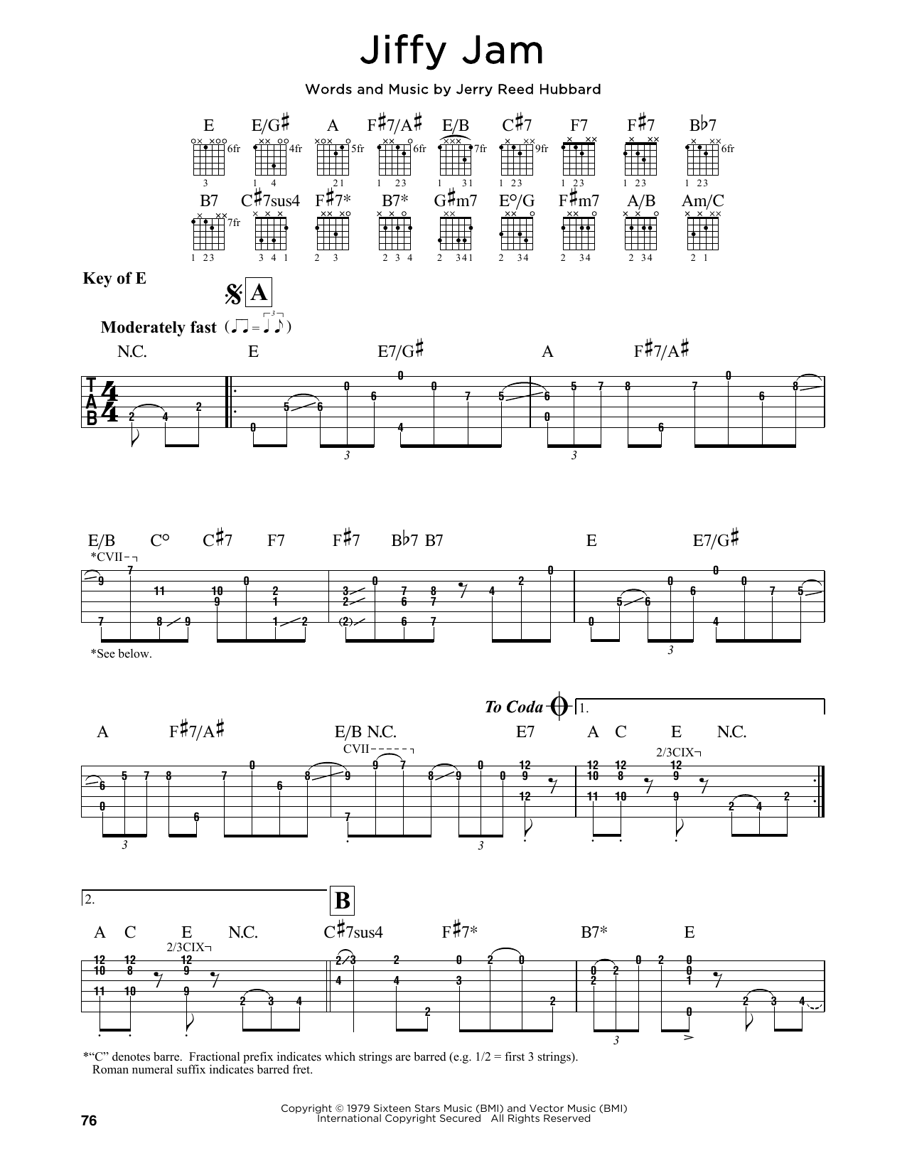 Jerry Reed Jiffy Jam Sheet Music Notes & Chords for Guitar Lead Sheet - Download or Print PDF