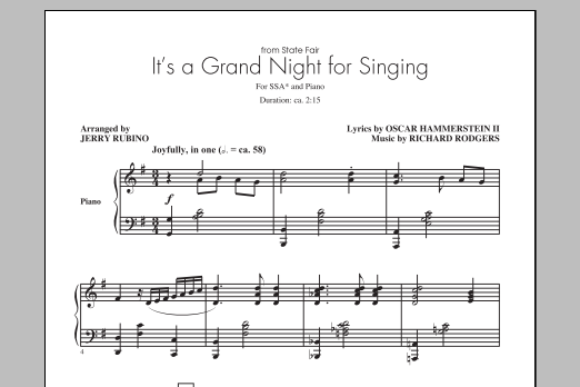 Rodgers & Hammerstein It's A Grand Night For Singing (arr. Jerry Rubino) Sheet Music Notes & Chords for TTBB - Download or Print PDF