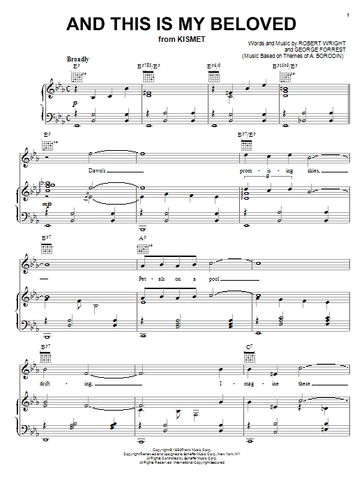 Jerry Vale And This Is My Beloved Sheet Music Notes & Chords for Piano, Vocal & Guitar (Right-Hand Melody) - Download or Print PDF