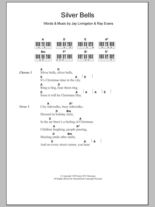 Jerry Vale Silver Bells Sheet Music Notes & Chords for Lyrics & Piano Chords - Download or Print PDF