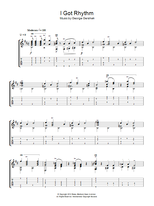 Jerry Willard I Got Rhythm Sheet Music Notes & Chords for Guitar - Download or Print PDF