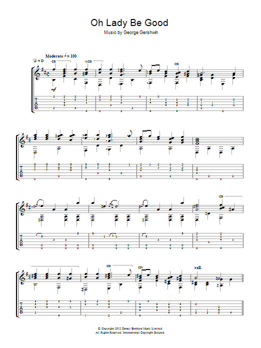 Jerry Willard Oh, Lady, Be Good Sheet Music Notes & Chords for Guitar - Download or Print PDF