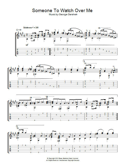 Jerry Willard Someone To Watch Over Me Sheet Music Notes & Chords for Guitar - Download or Print PDF