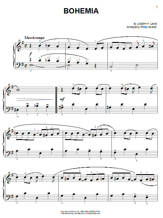 Joseph Lamb Bohemia Sheet Music Notes & Chords for Easy Piano - Download or Print PDF