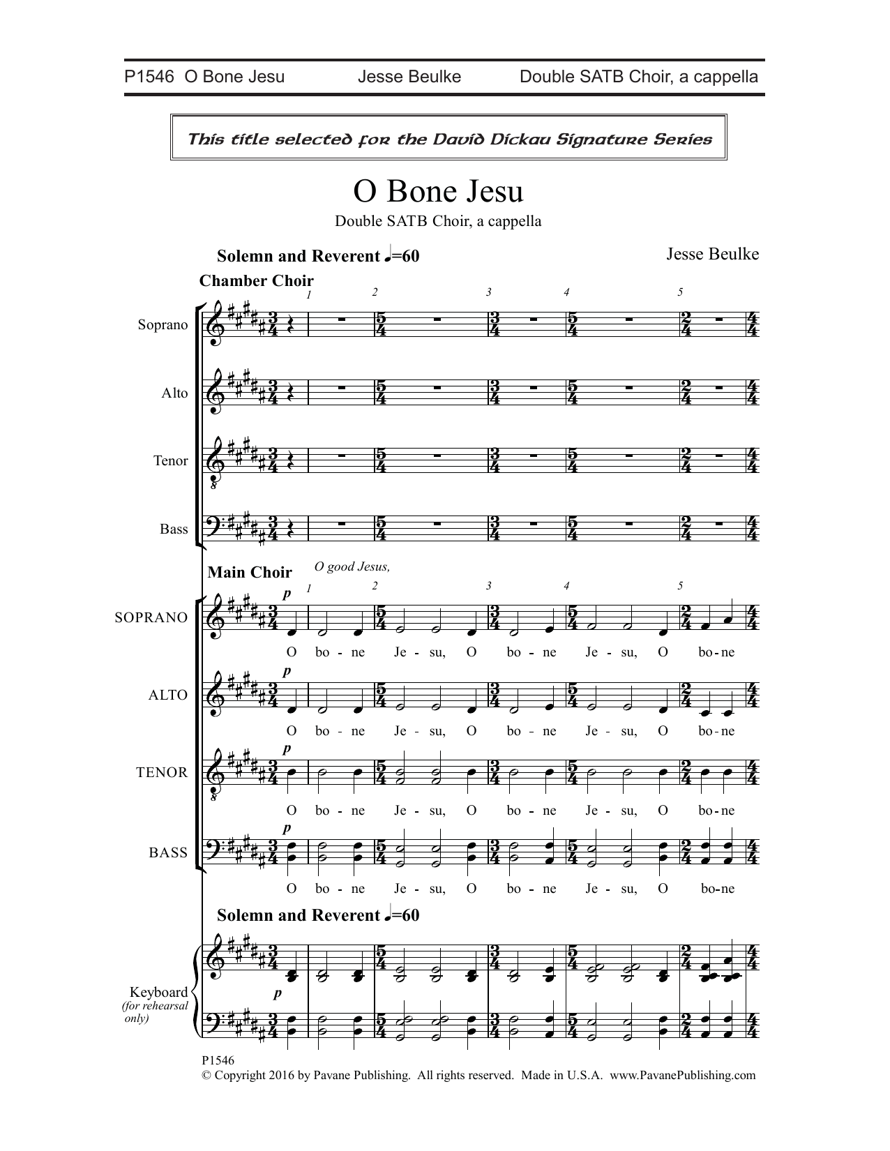 Jesse Beulke O Bone Jesu Sheet Music Notes & Chords for Choral - Download or Print PDF