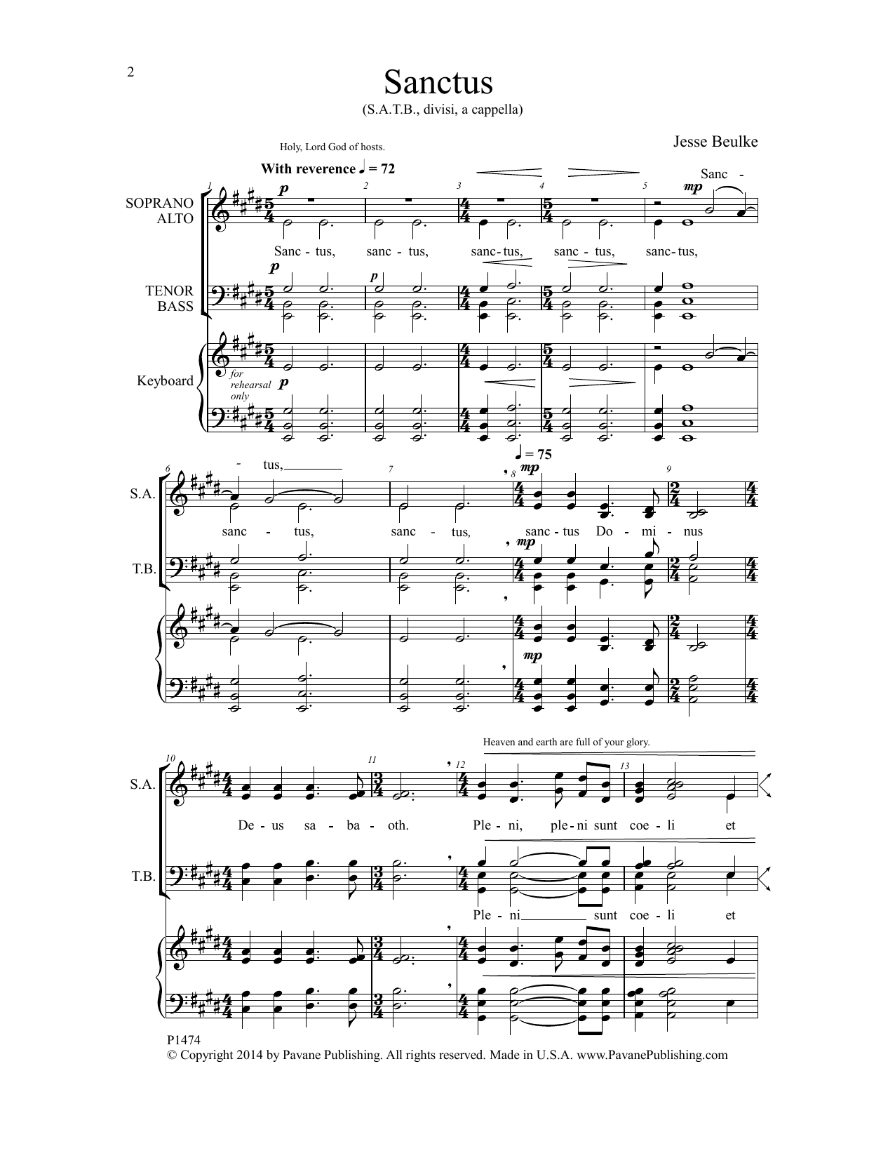 Jesse Beulke Sanctus Sheet Music Notes & Chords for Choral - Download or Print PDF