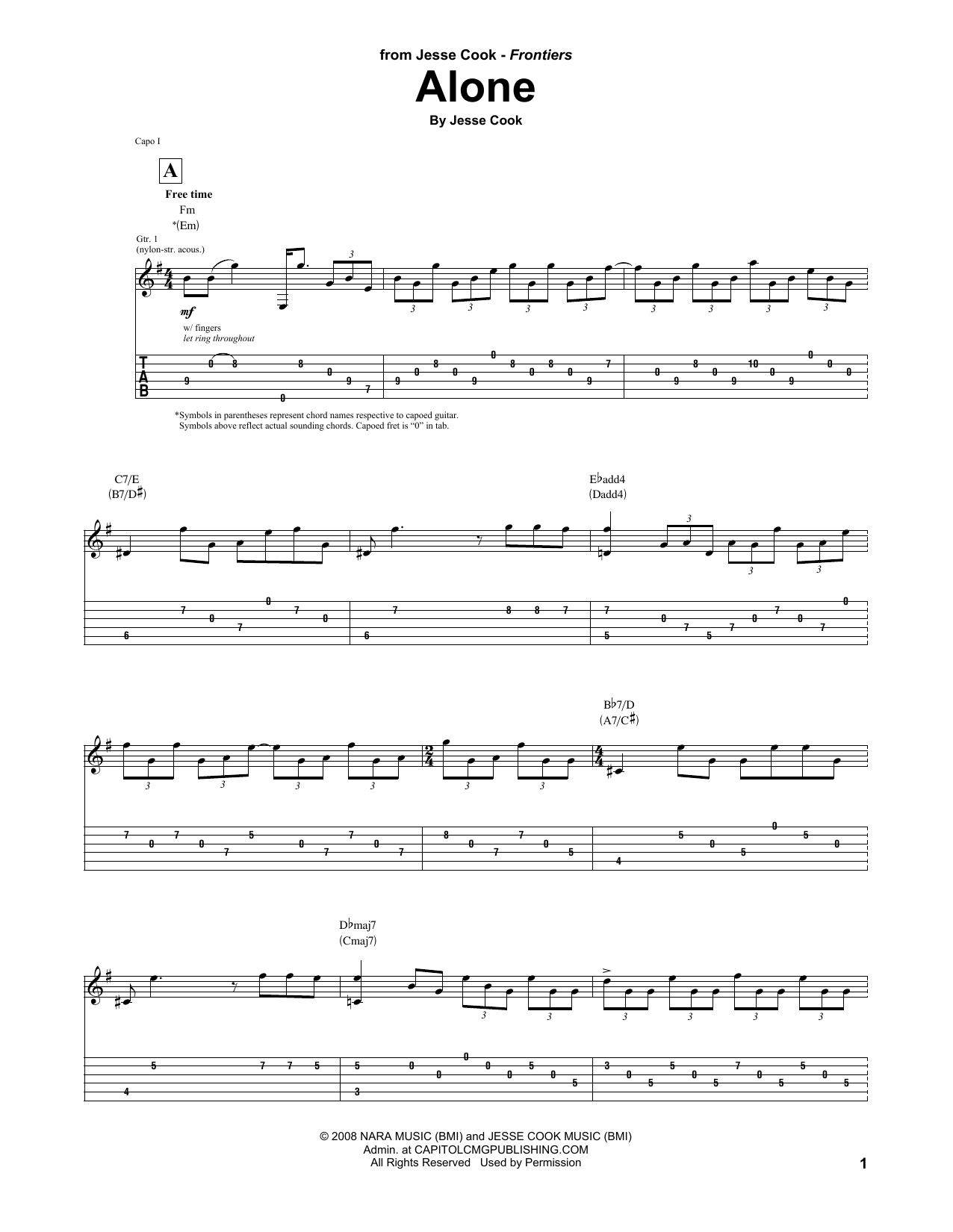 Jesse Cook Alone Sheet Music Notes & Chords for Guitar Tab - Download or Print PDF