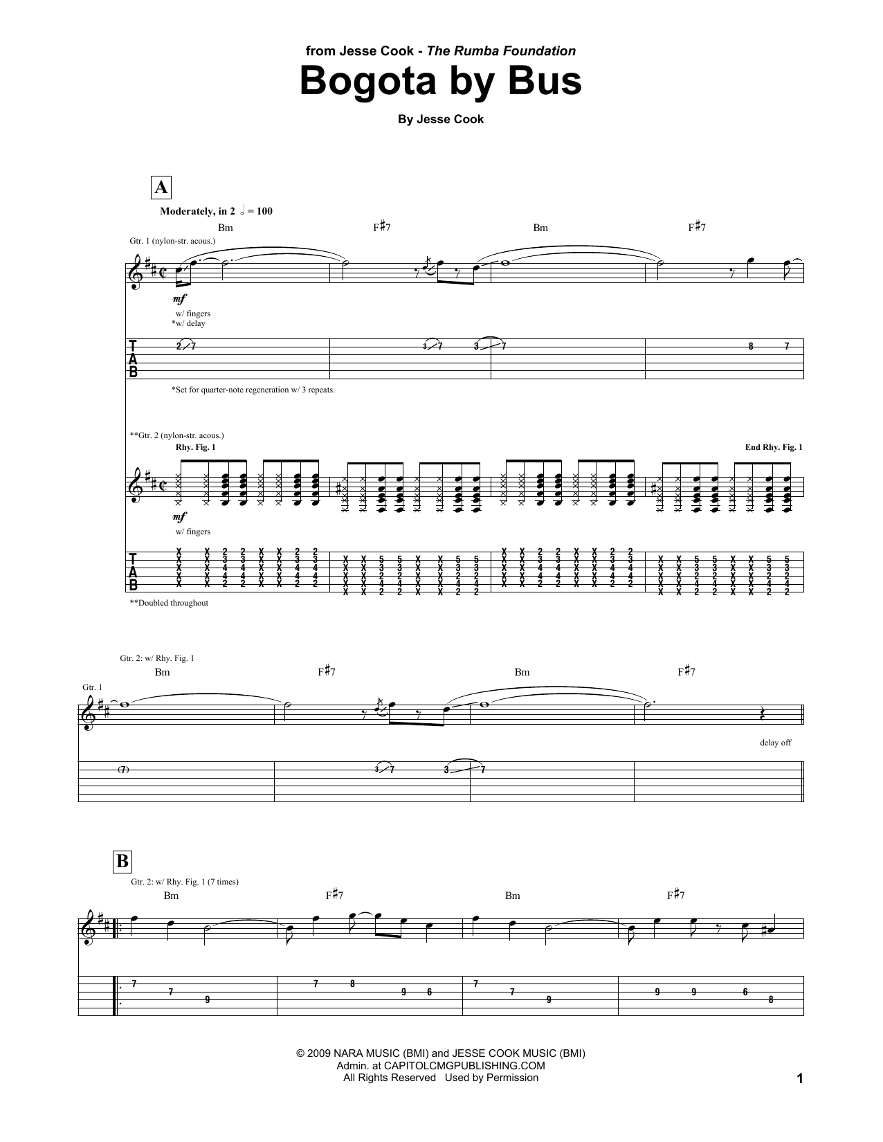 Jesse Cook Bogota By Bus Sheet Music Notes & Chords for Guitar Tab - Download or Print PDF