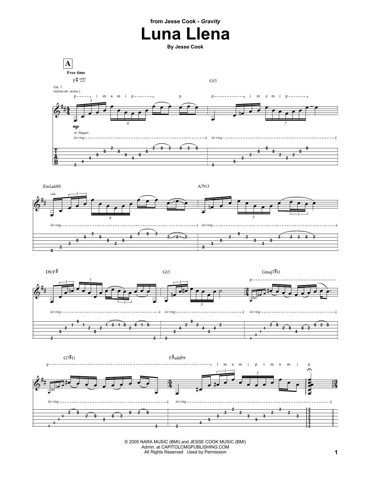 Jesse Cook Luna Llena Sheet Music Notes & Chords for Guitar Tab - Download or Print PDF