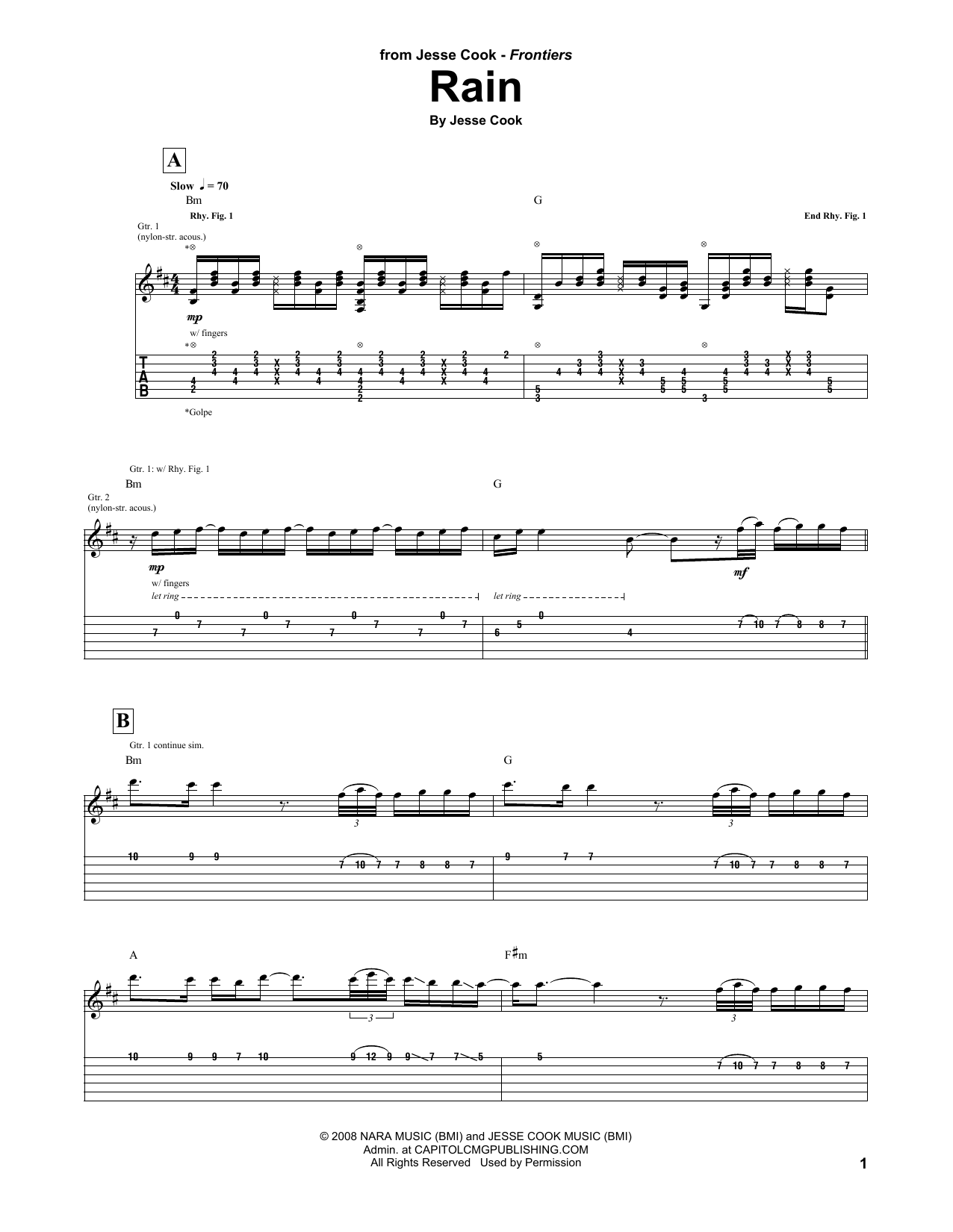 Jesse Cook Rain Sheet Music Notes & Chords for Guitar Tab - Download or Print PDF