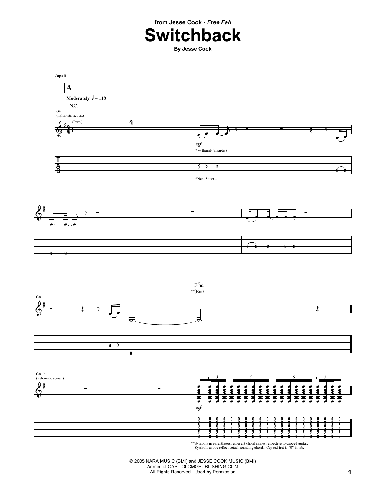 Jesse Cook Switchback Sheet Music Notes & Chords for Guitar Tab - Download or Print PDF