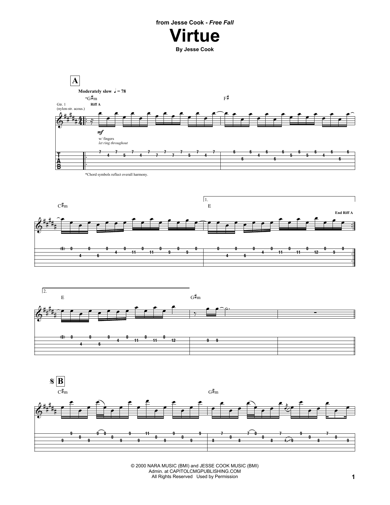 Jesse Cook Virtue Sheet Music Notes & Chords for Guitar Tab - Download or Print PDF