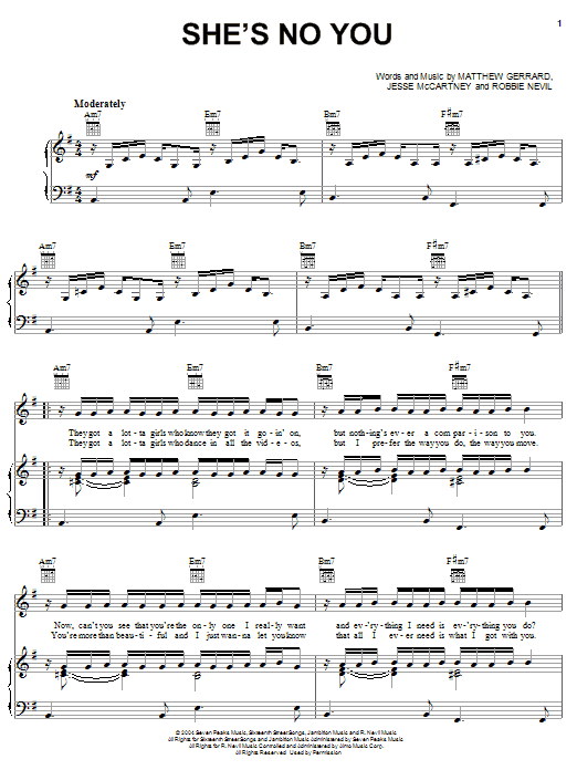 Jesse McCartney She's No You Sheet Music Notes & Chords for Easy Guitar Tab - Download or Print PDF