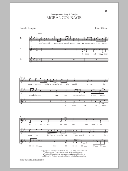Jesse Wiener Moral Courage Sheet Music Notes & Chords for 3-Part Mixed - Download or Print PDF