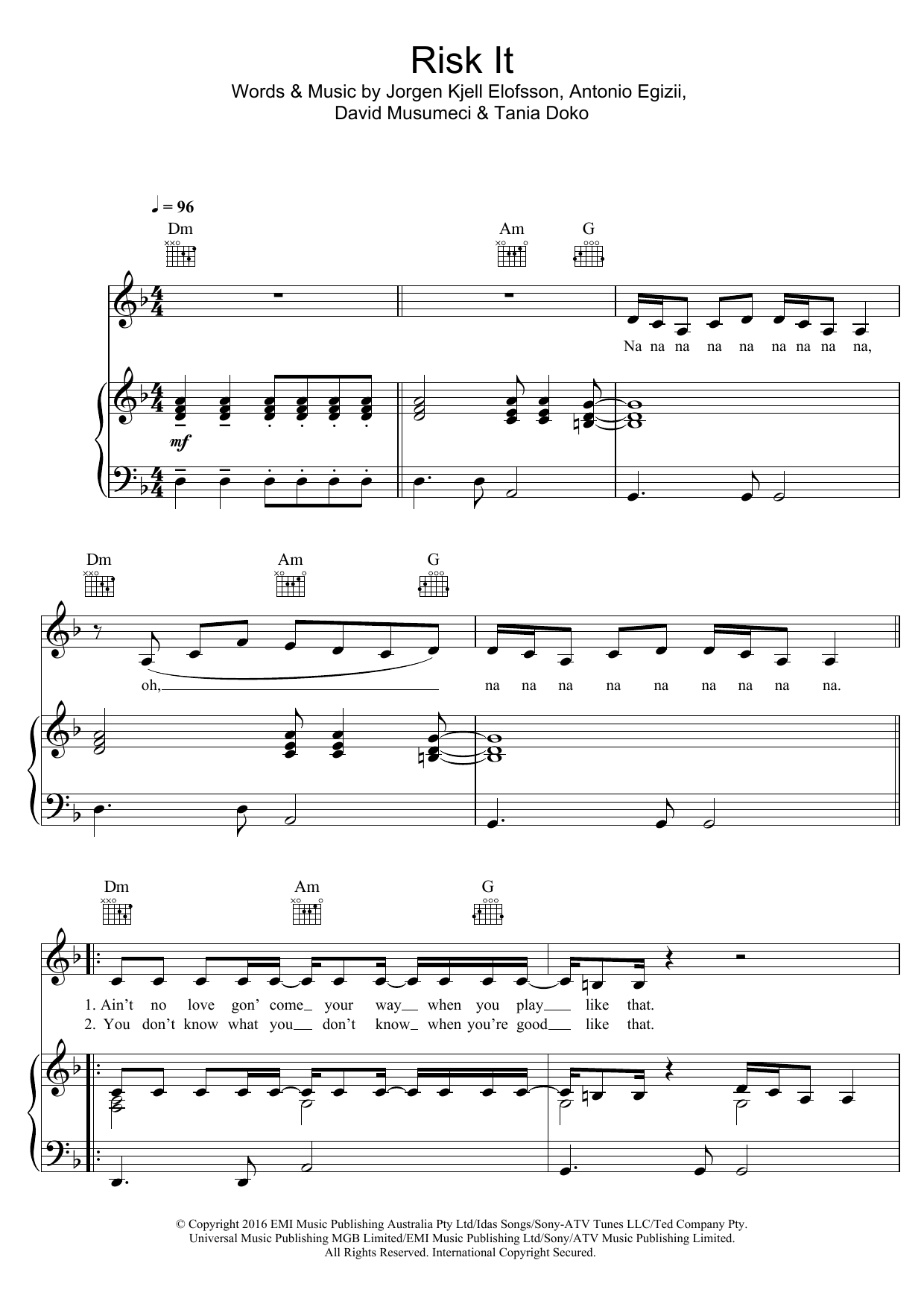 Jessica Mauboy Risk It sheet music notes and chords. Download Printable PDF.
