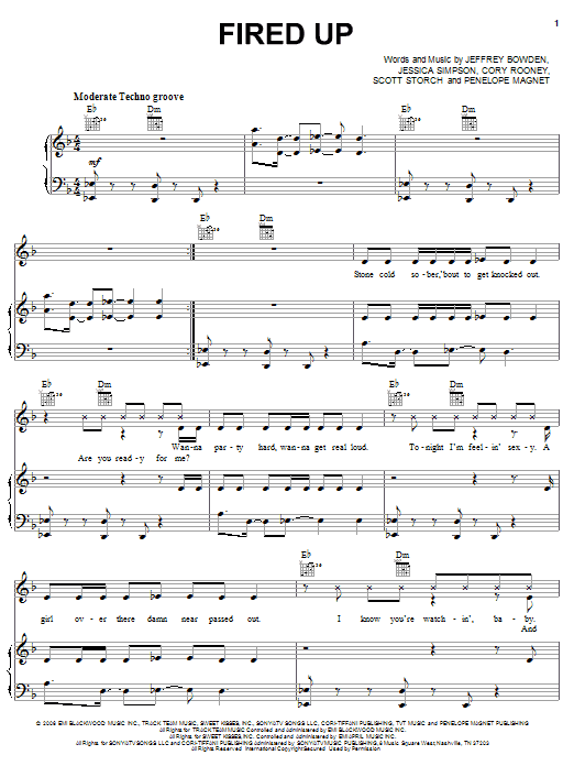 Jessica Simpson Fired Up Sheet Music Notes & Chords for Piano, Vocal & Guitar (Right-Hand Melody) - Download or Print PDF Jessica Simpson Fired Up Sheet Music Notes & Chords for Piano, Vocal & Guitar (Right-Hand Melody) - Download or Print PDF