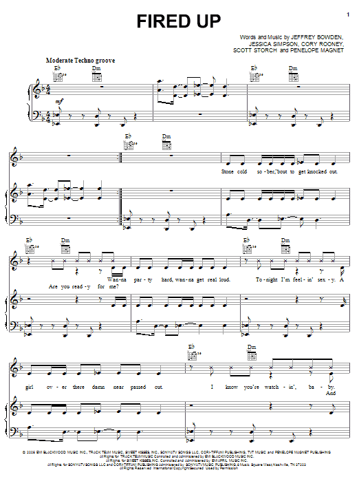 Jessica Simpson Fired Up Sheet Music Notes & Chords for Piano, Vocal & Guitar (Right-Hand Melody) - Download or Print PDF
