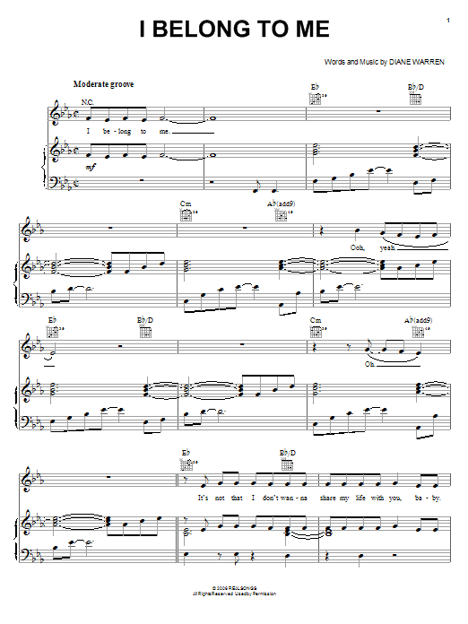 Jessica Simpson I Belong To Me Sheet Music Notes & Chords for Piano, Vocal & Guitar (Right-Hand Melody) - Download or Print PDF