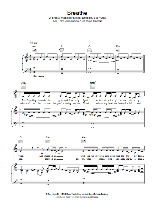 Jessie J Breathe Sheet Music Notes & Chords for Piano, Vocal & Guitar (Right-Hand Melody) - Download or Print PDF Jessie J Breathe Sheet Music Notes & Chords for Piano, Vocal & Guitar (Right-Hand Melody) - Download or Print PDF