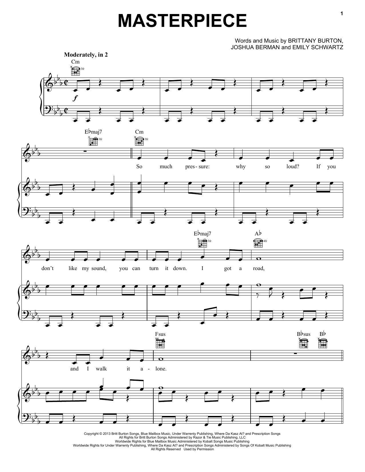 Jessie J Masterpiece Sheet Music Notes & Chords for Easy Piano - Download or Print PDF