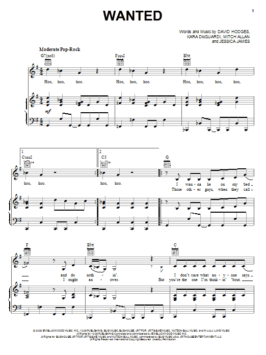 Jessie James Wanted Sheet Music Notes & Chords for Piano, Vocal & Guitar (Right-Hand Melody) - Download or Print PDF