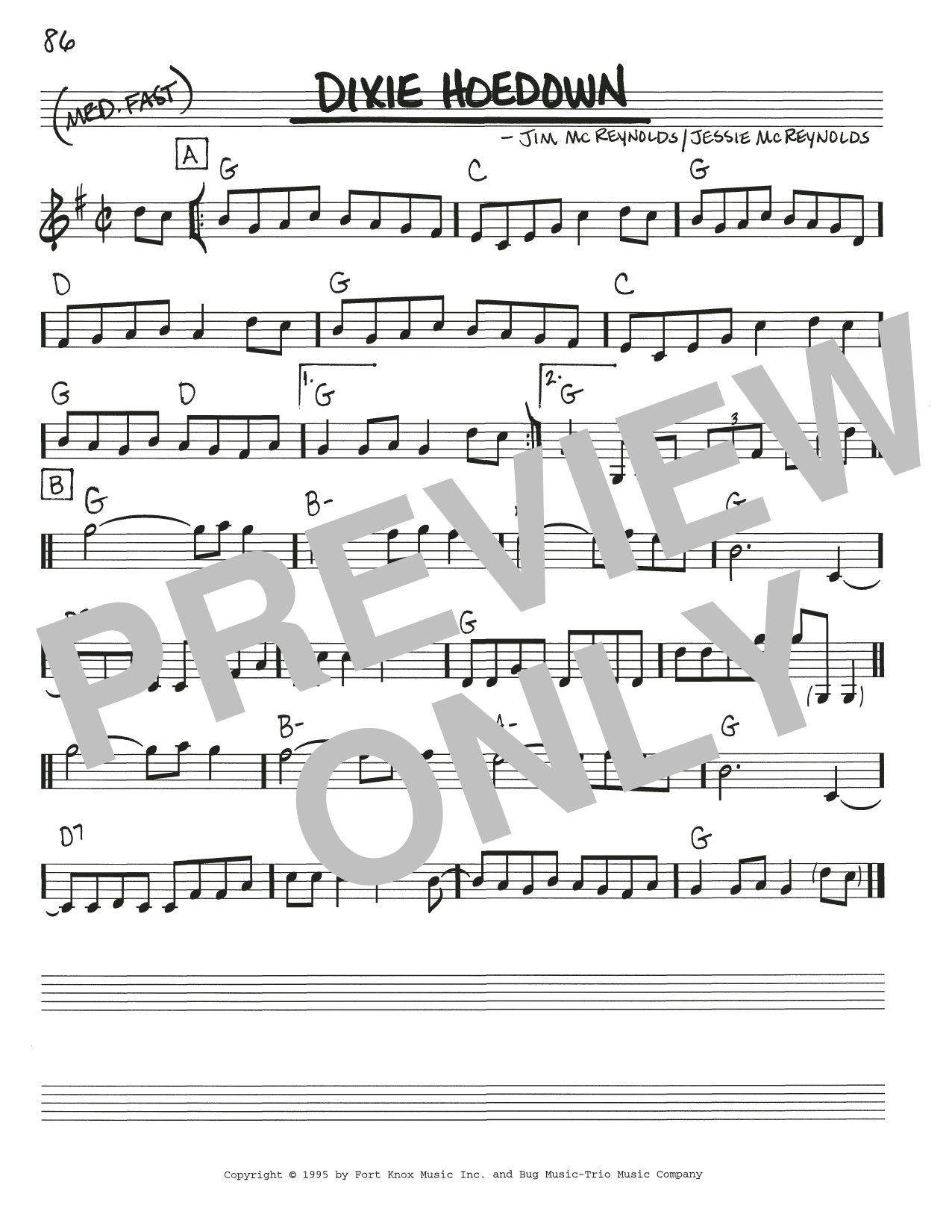 Jessie McReynolds Dixie Hoedown Sheet Music Notes & Chords for Real Book – Melody, Lyrics & Chords - Download or Print PDF
