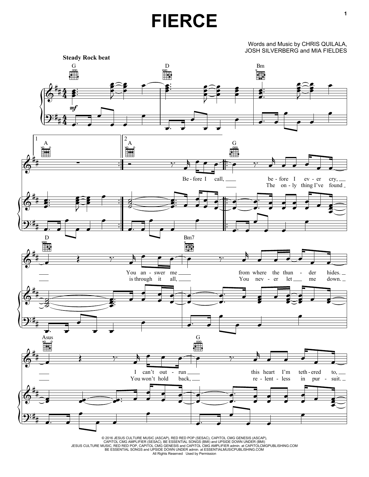 Jesus Culture Fierce Sheet Music Notes & Chords for Easy Piano - Download or Print PDF
