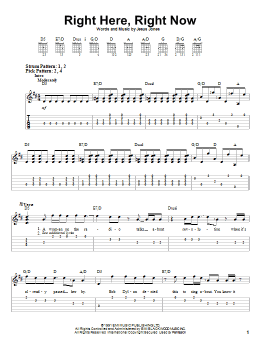 Jesus Jones Right Here, Right Now Sheet Music Notes & Chords for Real Book – Melody, Lyrics & Chords - Download or Print PDF