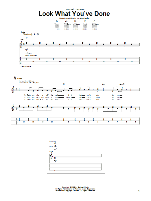 Jet Look What You've Done Sheet Music Notes & Chords for Melody Line, Lyrics & Chords - Download or Print PDF