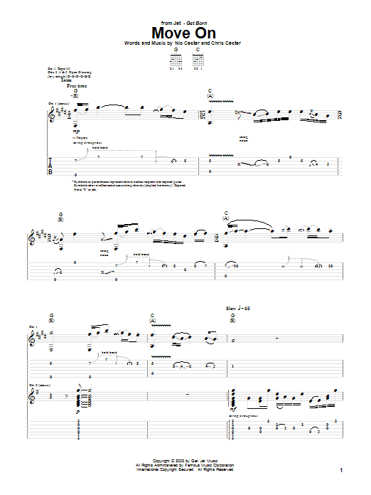 Jet Move On Sheet Music Notes & Chords for Guitar Tab - Download or Print PDF