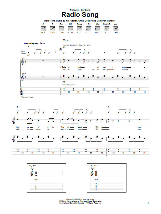Jet Radio Song Sheet Music Notes & Chords for Guitar Tab - Download or Print PDF