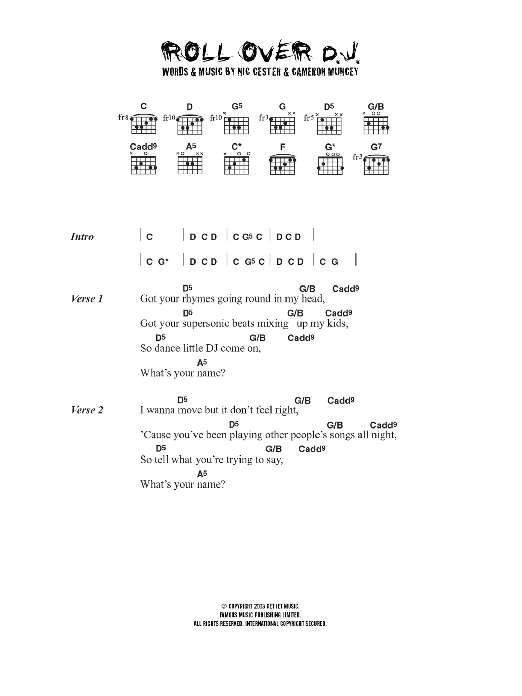 Jet Rollover D. J. Sheet Music Notes & Chords for Melody Line, Lyrics & Chords - Download or Print PDF