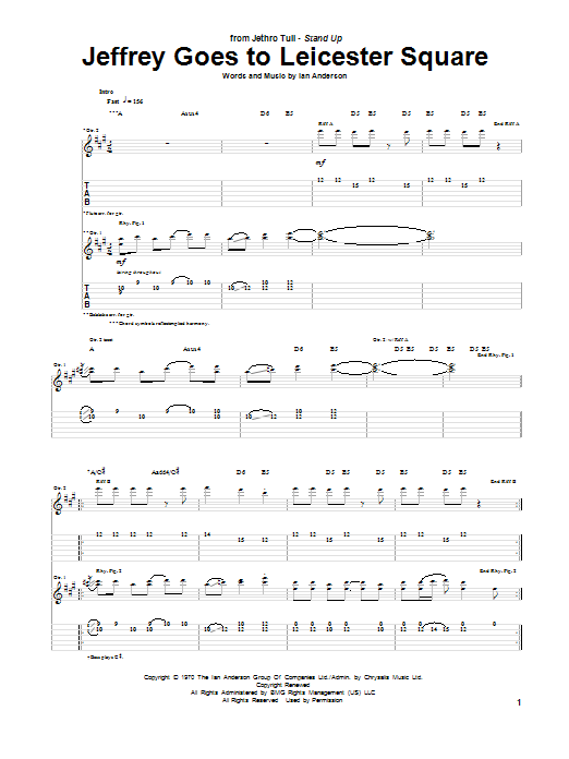 Jethro Tull Jeffrey Goes To Leicester Square Sheet Music Notes & Chords for Guitar Tab - Download or Print PDF