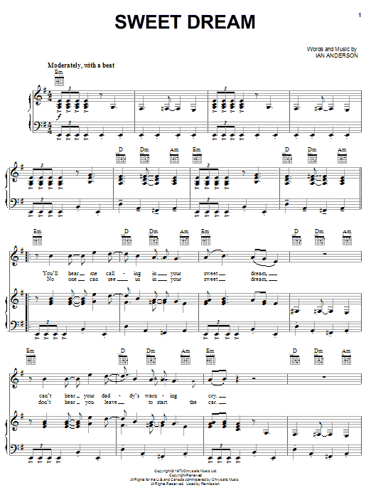 Jethro Tull Sweet Dream Sheet Music Notes & Chords for Piano, Vocal & Guitar (Right-Hand Melody) - Download or Print PDF