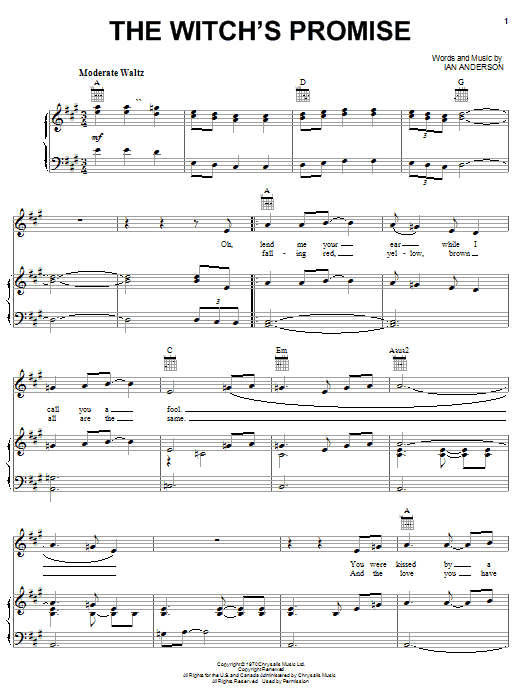 Jethro Tull The Witch's Promise Sheet Music Notes & Chords for Guitar Tab - Download or Print PDF