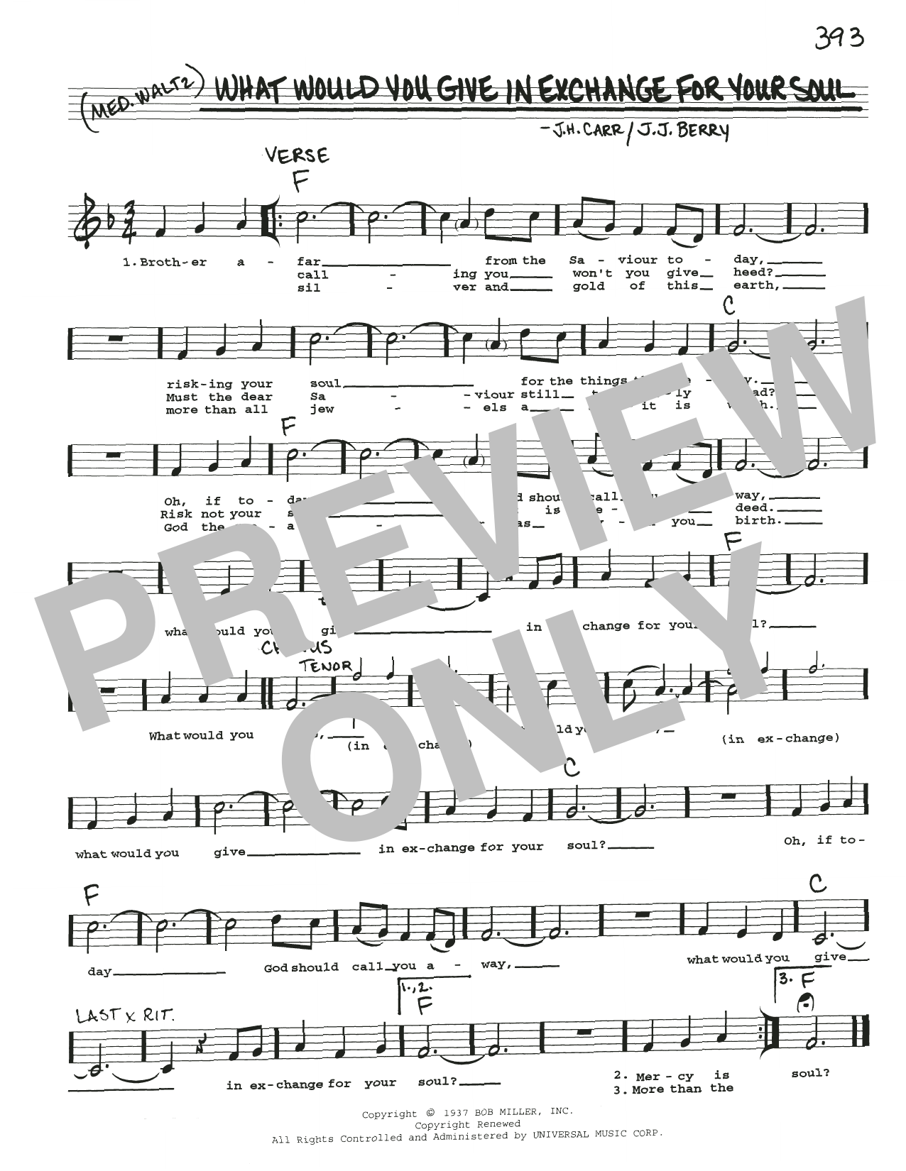 J.H. Carr What Would You Give In Exchange For Your Soul Sheet Music Notes & Chords for Real Book – Melody, Lyrics & Chords - Download or Print PDF
