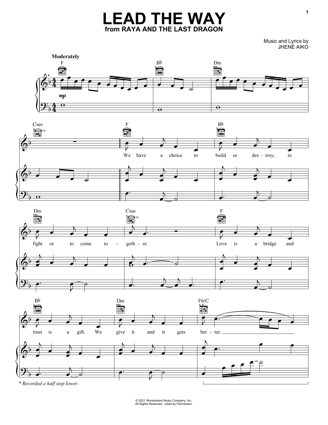Jhené Aiko Lead The Way (from Disney's Raya And The Last Dragon) Sheet Music Notes & Chords for Trumpet Duet - Download or Print PDF