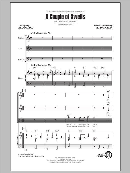 Jill Gallina A Couple Of Swells Sheet Music Notes & Chords for 3-Part Mixed - Download or Print PDF