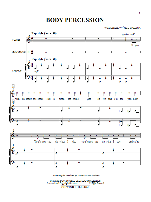 Michael & Jill Gallina Body Percussion Sheet Music Notes & Chords for Choral - Download or Print PDF