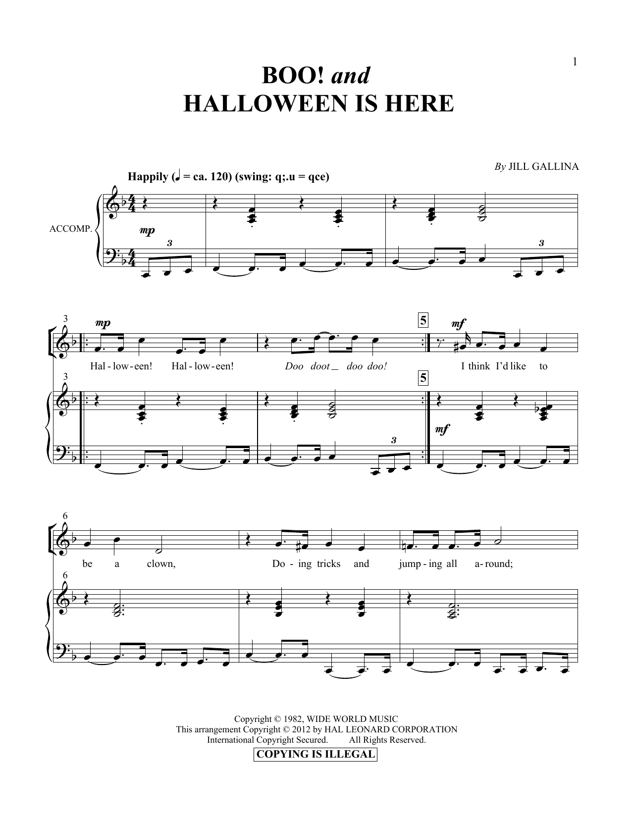 Jill Gallina Boo! & Halloween Is Here Sheet Music Notes & Chords for Vocal Duet - Download or Print PDF