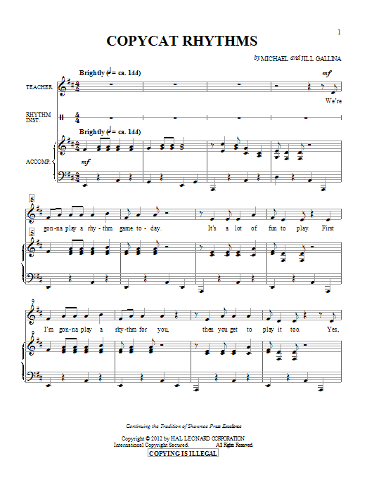 Michael & Jill Gallina Copy Cat Rhythms Sheet Music Notes & Chords for Unison Choral - Download or Print PDF