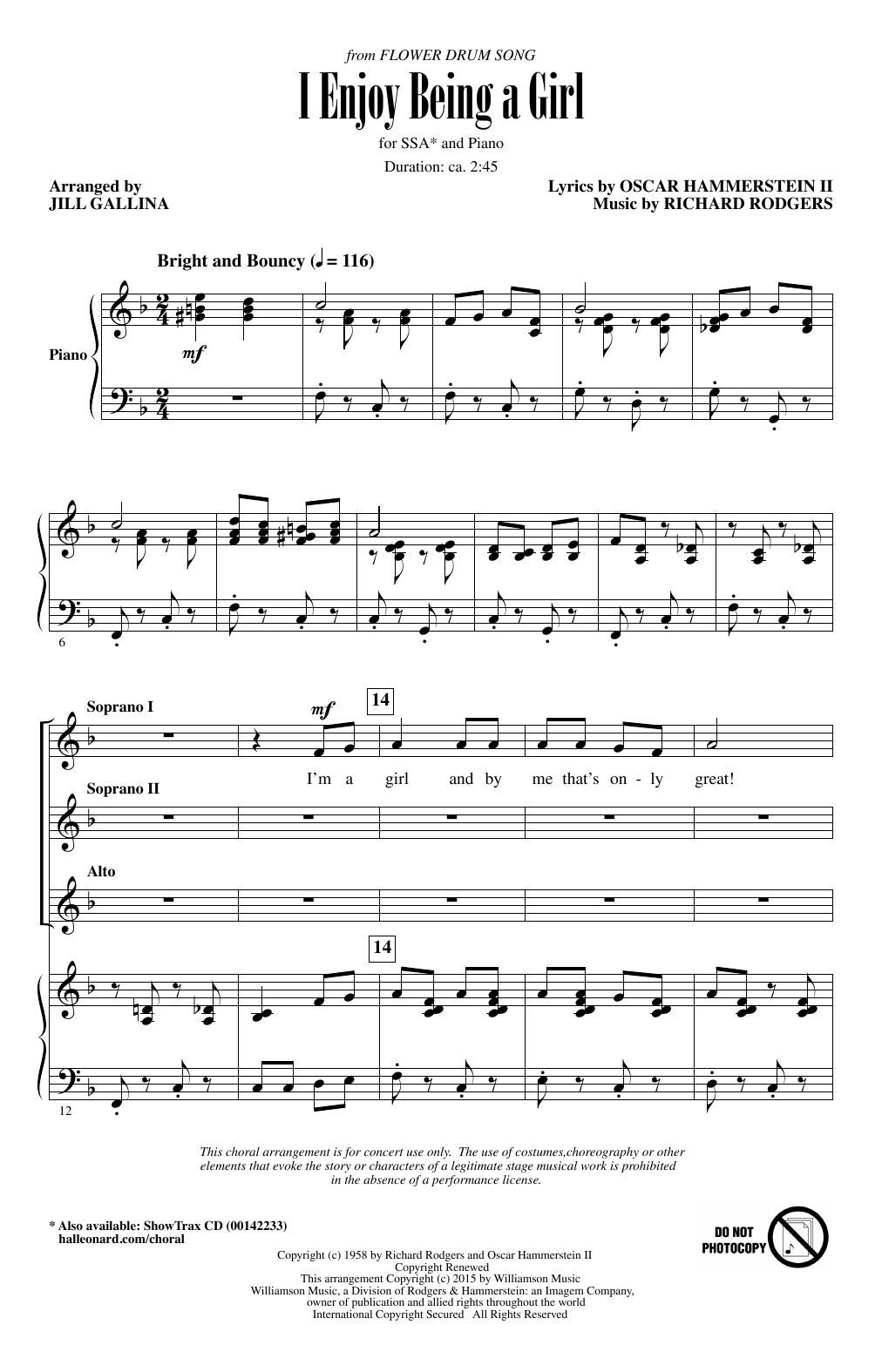 Jill Gallina I Enjoy Being A Girl Sheet Music Notes & Chords for SSA - Download or Print PDF