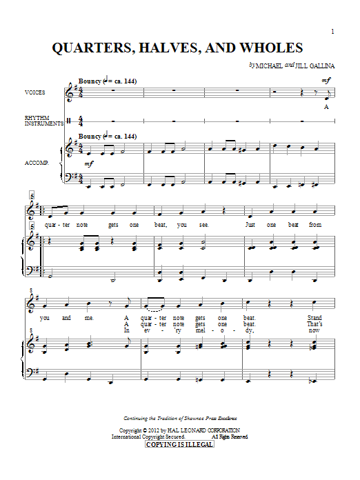 Michael & Jill Gallina Quarters, Halves And Wholes Sheet Music Notes & Chords for Choral - Download or Print PDF