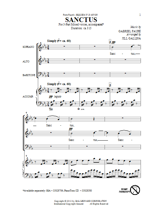 Jill Gallina Sanctus Sheet Music Notes & Chords for SAB - Download or Print PDF